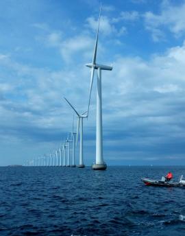 The Middelgrunden wind farm offshore from Copenhagen, Denmark
