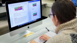 A student works on a Jupyter Notebooks assignment in the Atmospheric Dynamics in Motion class taught by Peter Hitchcock and Mark Wysocki of Earth and Atmospheric Sciences.