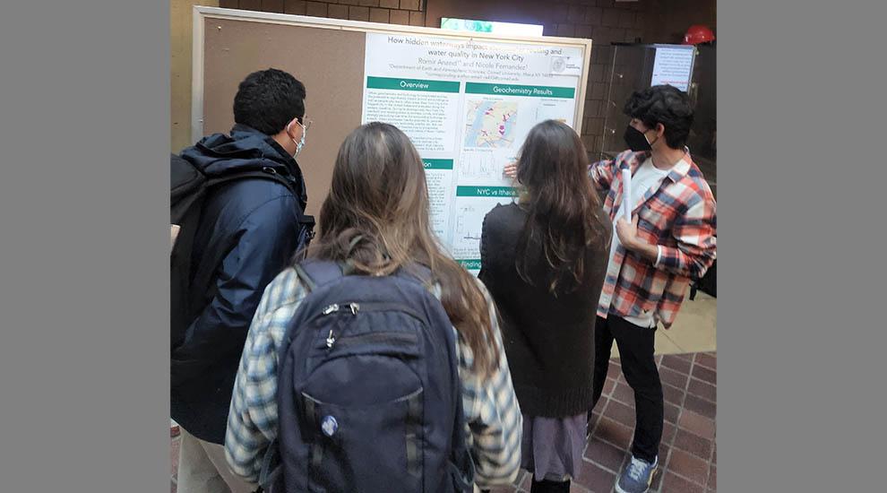students presenting research